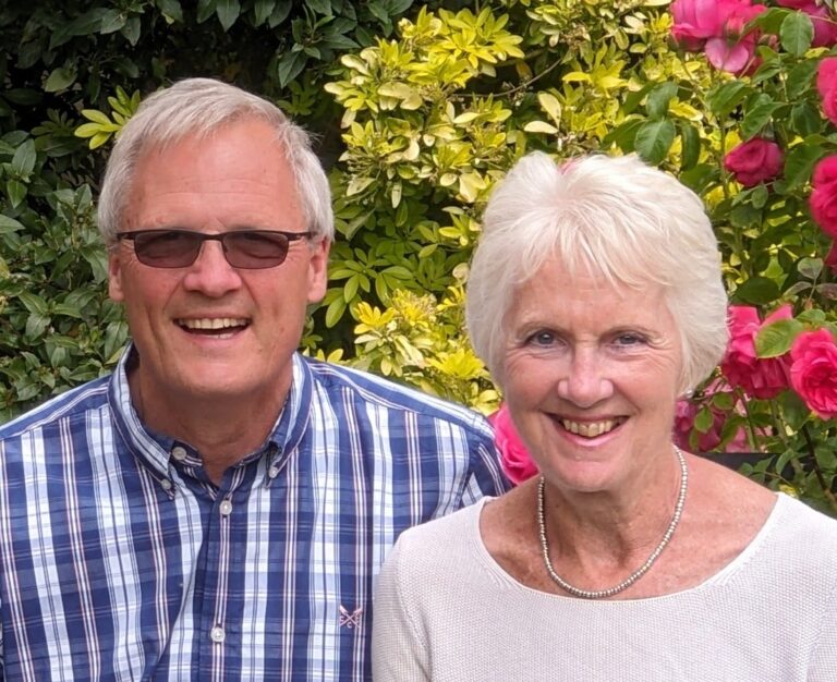 Will and Jo Pearse together in a garden